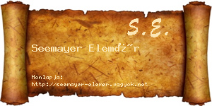 Seemayer Elemér névjegykártya